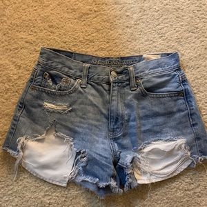 American eagle highwaisted distressed denim shorts